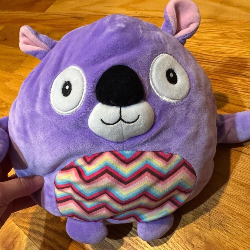 Purple Koala Plush with Rainbow Zigzag Belly